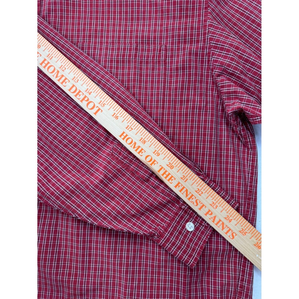 Eddie Bauer Button Front Shirt Mens Large Red Micro Check Plaid Long Sleeve L - Picture 7 of 9
